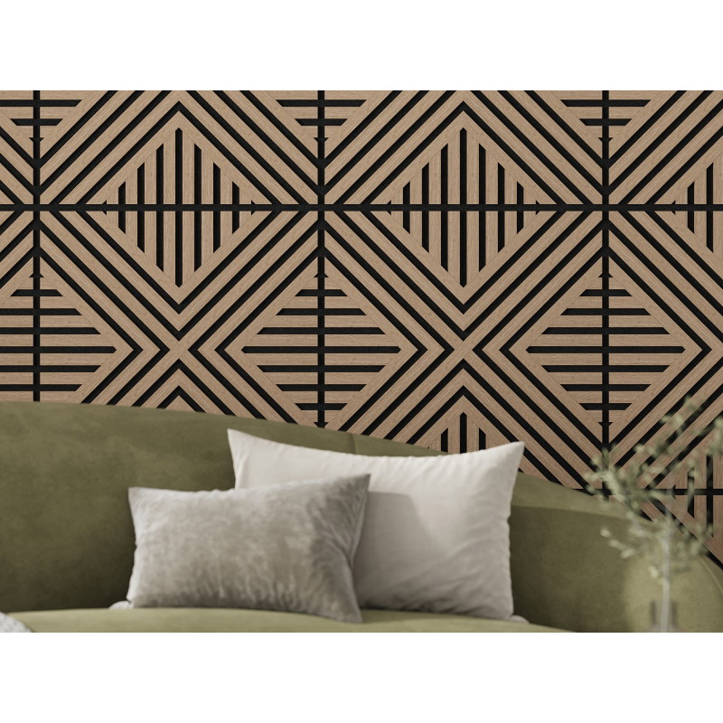 Mexen Linea 06 Akustik-Wandpaneel 60 x 60 cm (4 Stk.), Filz 9 mm, technisches Furnier, Helles Nussbaumholz - S110-60607-06-047
