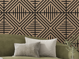 Mexen Linea 06 Akustik-Wandpaneel 60 x 60 cm (4 Stk.), Filz 9 mm, technisches Furnier, Helles Nussbaumholz - S110-60607-06-047
