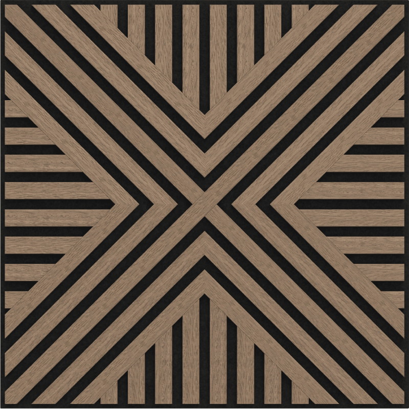 Mexen Linea 06 Akustik-Wandpaneel 60 x 60 cm (4 Stk.), Filz 9 mm, technisches Furnier, Helles Nussbaumholz - S110-60607-06-047