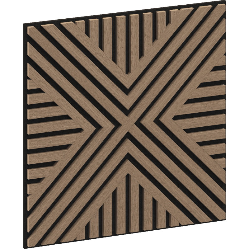 Mexen Linea 06 Akustik-Wandpaneel 60 x 60 cm (4 Stk.), Filz 9 mm, technisches Furnier, Helles Nussbaumholz - S110-60607-06-047
