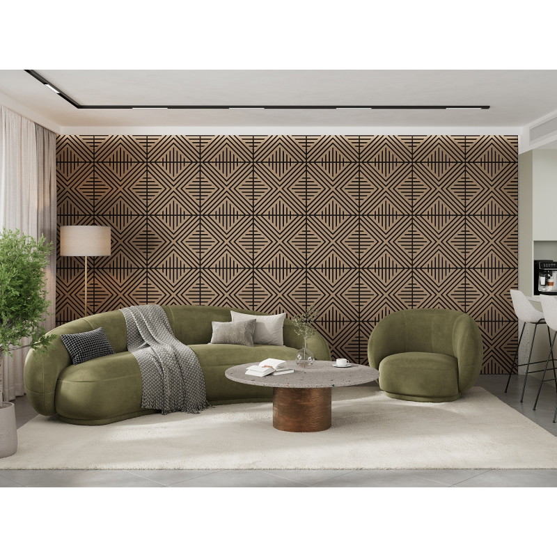 Mexen Linea 06 Akustik-Wandpaneel 60 x 60 cm (4 Stk.), Filz 9 mm, technisches Furnier, Helles Nussbaumholz - S110-60607-06-047