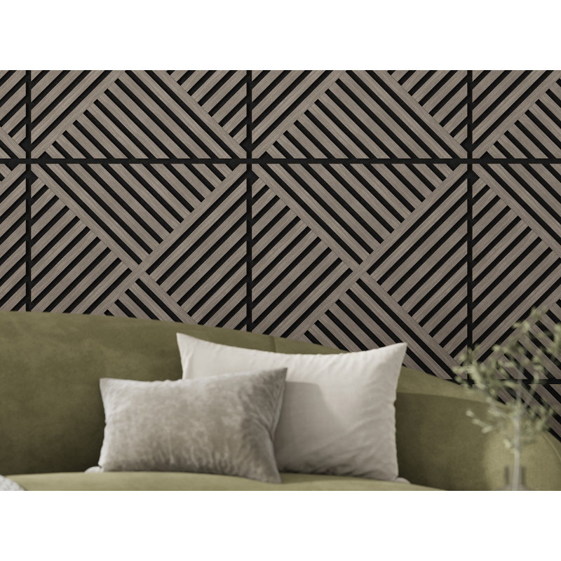 Mexen Linea 08 Akustik-Wandpaneel 60 x 60 cm (4 Stk.), Filz 9 mm, technisches Furnier, Graue Eiche - S110-60607-08-043
