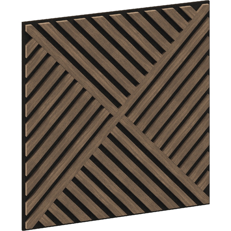 Mexen Linea 08 Akustische Wandplatte 60 x 60 cm (4 Stk.), Filz 9 mm, Technisches Furnier, Dunkle Walnuss - S110-60607-08-044