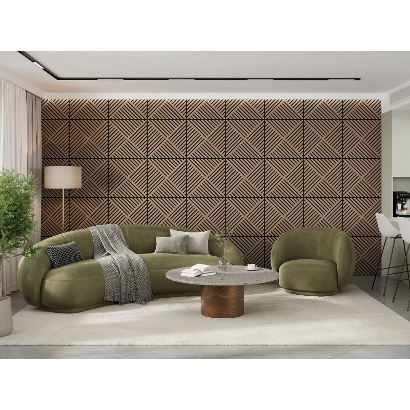 Mexen Linea 08 Akustik-Wandpaneel 60 x 60 cm (4 Stk.), Filz 9 mm, technisches Furnier, Hell Nussbaum - S110-60607-08-047