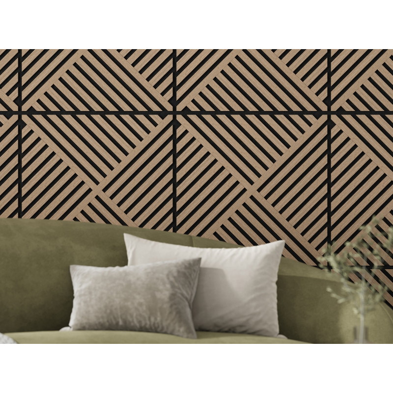 Mexen Linea 08 Akustik-Wandpaneel 60 x 60 cm (4 Stk.), Filz 9 mm, technisches Furnier, Hell Nussbaum - S110-60607-08-047