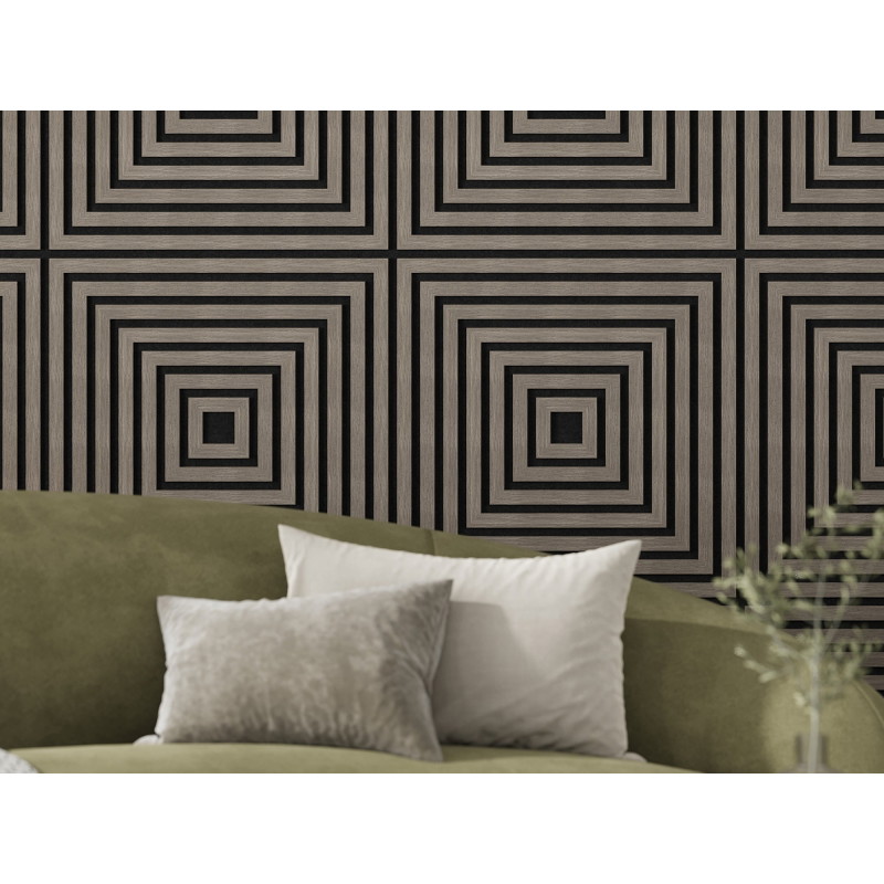 Mexen Linea 13 Akustik-Wandpaneel 60 x 60 cm (4 Stück), Filz 9 mm, technisches Furnier, Graue Eiche - S110-60607-13-043