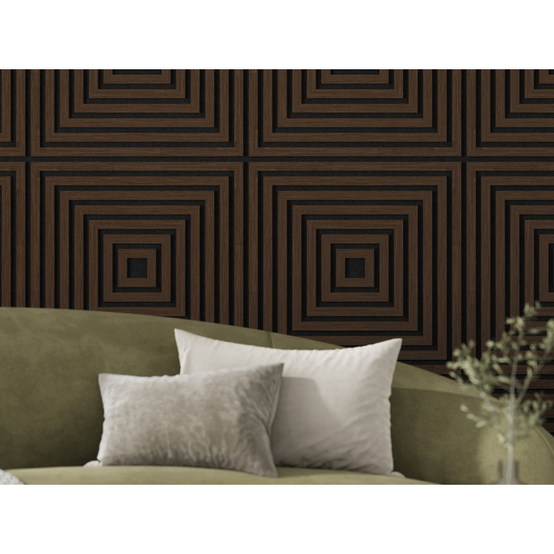 Mexen Linea 13 Akustik-Wandpaneel 60 x 60 cm (4 Stück), Filz 9 mm, technisches Furnier, Mocca Eiche - S110-60607-13-045
