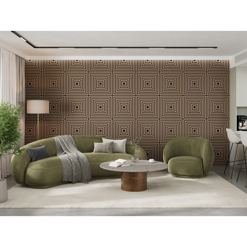 Mexen Linea 13 Akustik-Wandpaneel 60 x 60 cm (4 Stk.), Filz 9 mm, technisches Furnier, Helle Walnuss - S110-60607-13-047
