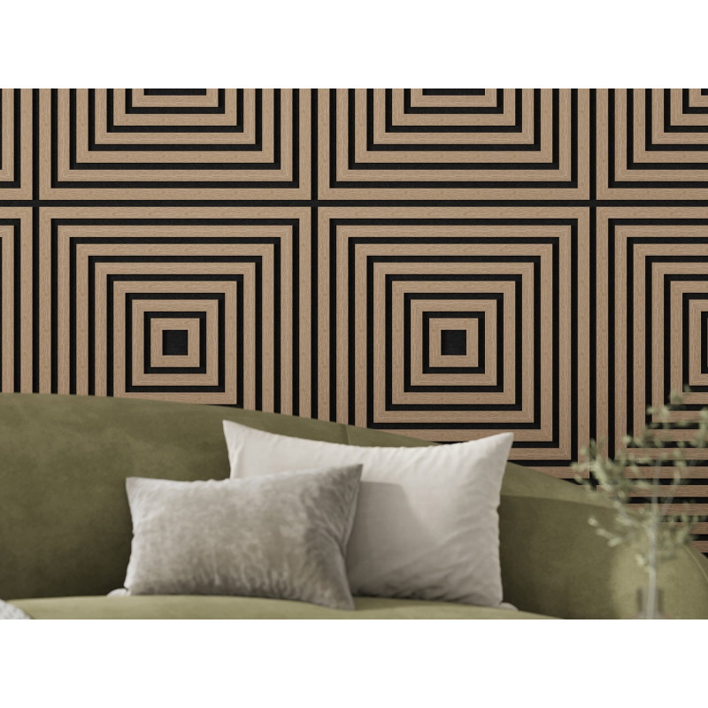 Mexen Linea 13 Akustik-Wandpaneel 60 x 60 cm (4 Stk.), Filz 9 mm, technisches Furnier, Helle Walnuss - S110-60607-13-047