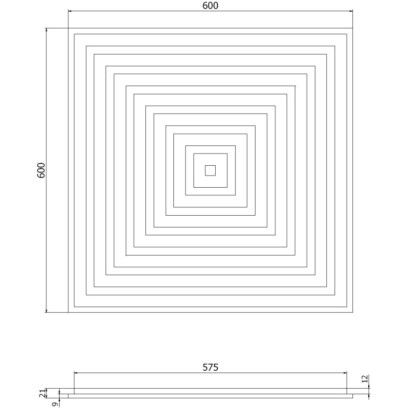 Mexen Linea 13 Akustik-Wandpaneel 60 x 60 cm (4 Stk.), Filz 9 mm, technisches Furnier, Helle Walnuss - S110-60607-13-047