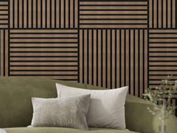 Mexen Linea 15 Akustik-Wandpaneel 60 x 60 cm (4 Stk.), Filz 9 mm, technisches Furnier, Dunkle Walnuss - S110-60607-15-044
