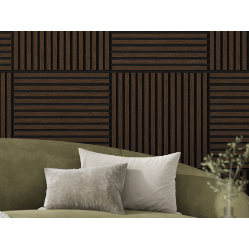 Mexen Linea 15 Akustik-Wandpaneel 60 x 60 cm (4St.), Filz 9 mm, technisches Furnier, Eiche Mocca - S110-60607-15-045