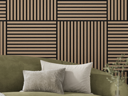 Mexen Linea 15 Akustik-Wandpaneel 60 x 60 cm (4 Stück), Filz 9 mm, technischer Furnier, Helles Nussbaum - S110-60607-15-047