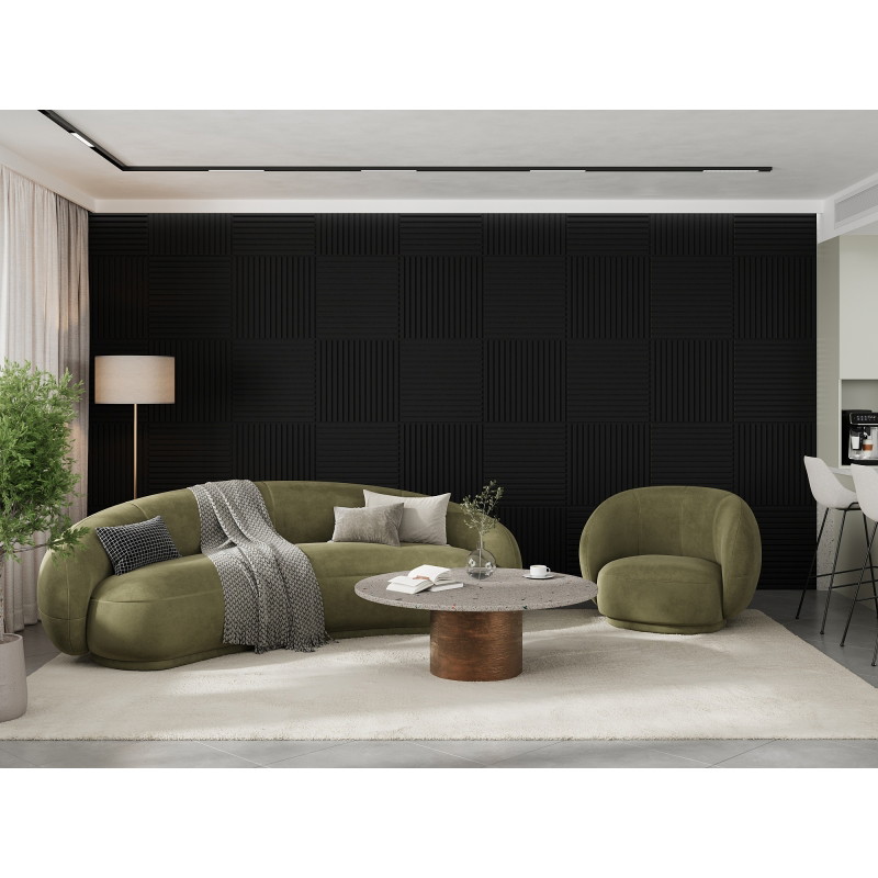 Mexen Linea 15 Akustik-Wandpaneel 60 x 60 cm (4 Stk.), Filz 9 mm, technisches Furnier, Schwarz Matt - S110-60607-15-053