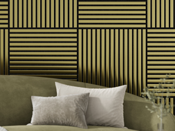 Mexen Linea 15 Akustik-Wandpaneel 60 x 60 cm (4 Stück), Filz 9 mm, Technisches Furnier, Gold - S110-60607-15-057