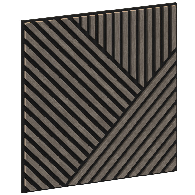 Mexen Linea 25 Akustische Wandplatte 60 x 60 cm (4 Stk.), Filz 9 mm, technisches Furnier, Graue Eiche - S110-60607-25-043