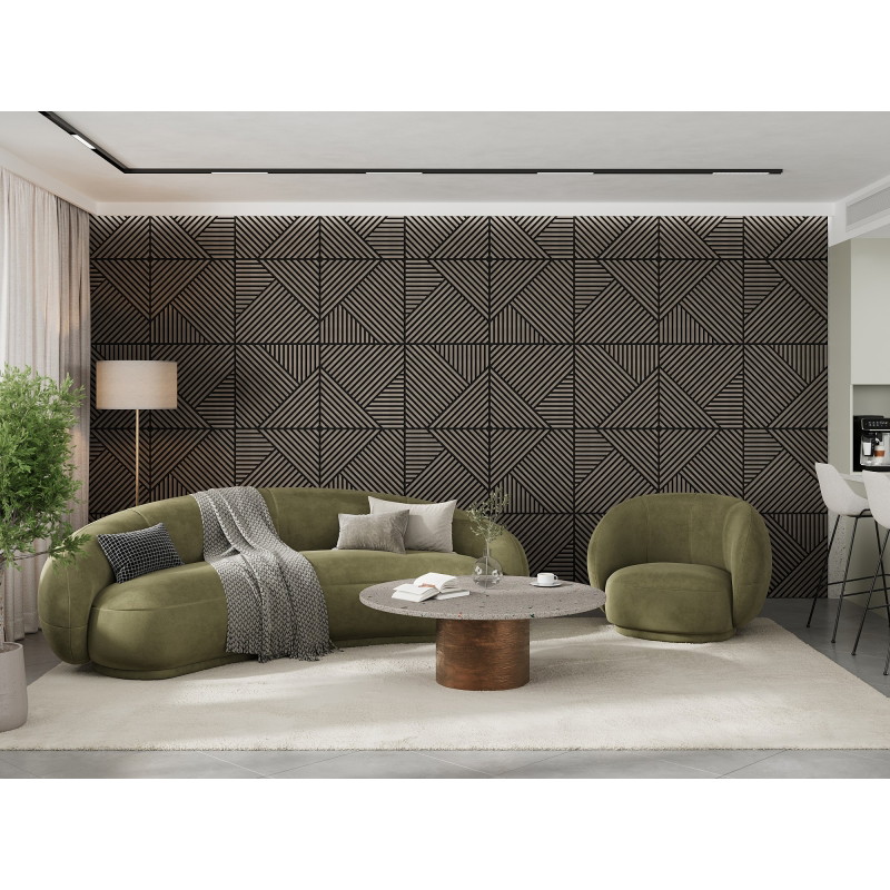 Mexen Linea 25 Akustische Wandplatte 60 x 60 cm (4 Stk.), Filz 9 mm, technisches Furnier, Graue Eiche - S110-60607-25-043