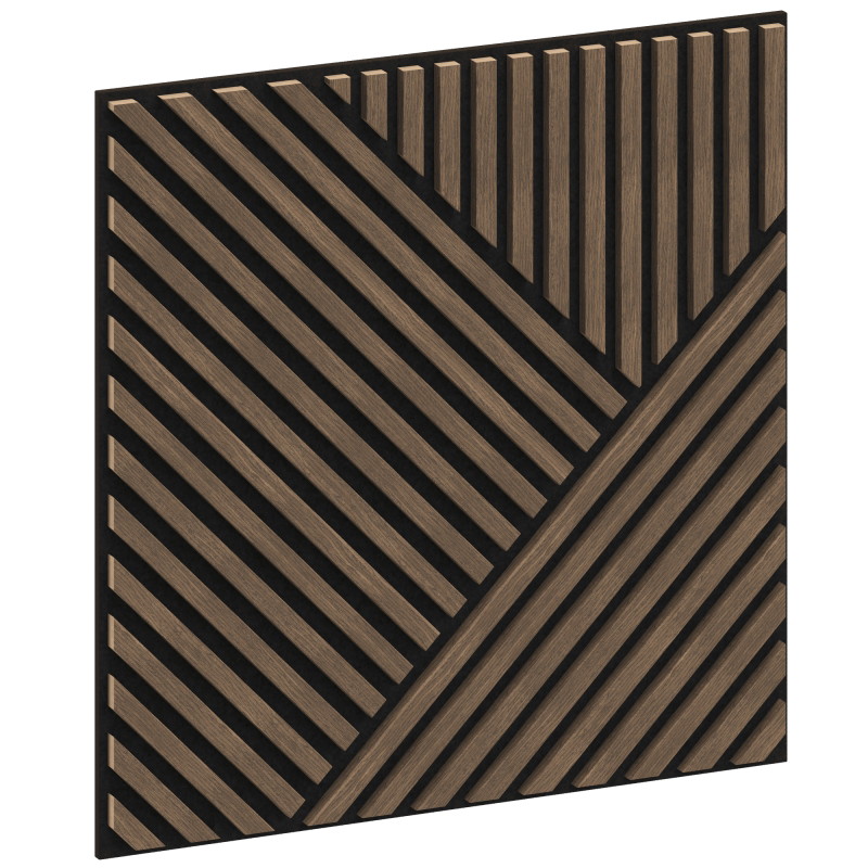 Mexen Linea 25 Akustik-Wandpaneel 60 x 60 cm (4 Stück), Filz 9 mm, technisches Furnier, Dunkle Walnuss - S110-60607-25-044