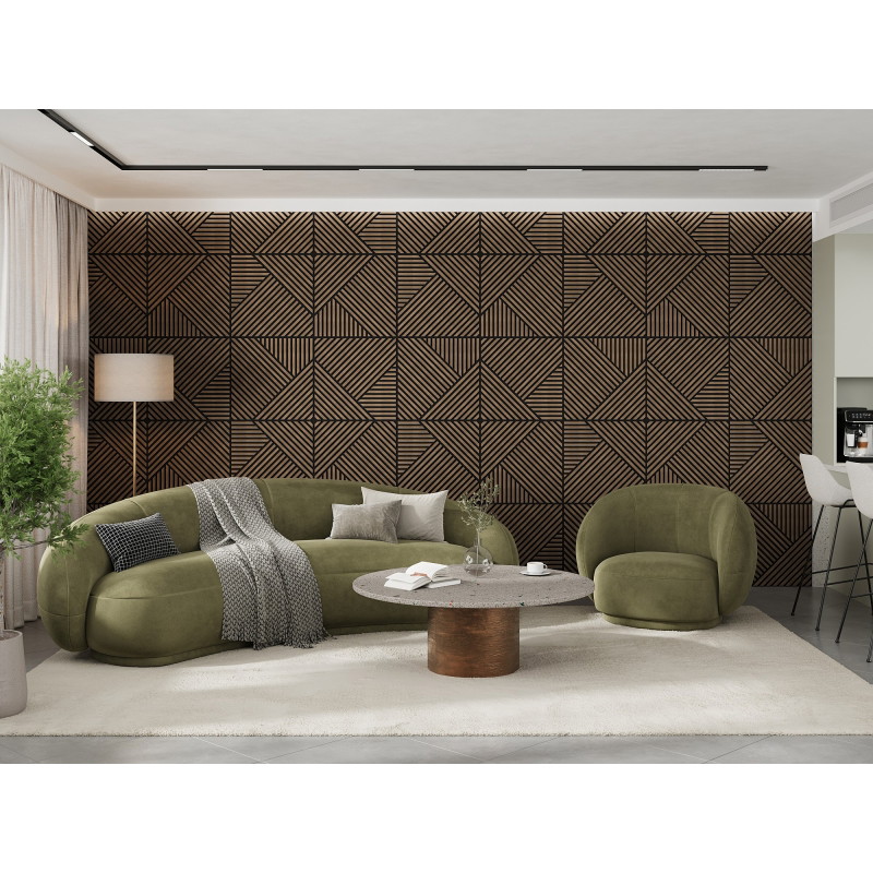 Mexen Linea 25 Akustik-Wandpaneel 60 x 60 cm (4 Stück), Filz 9 mm, technisches Furnier, Dunkle Walnuss - S110-60607-25-044