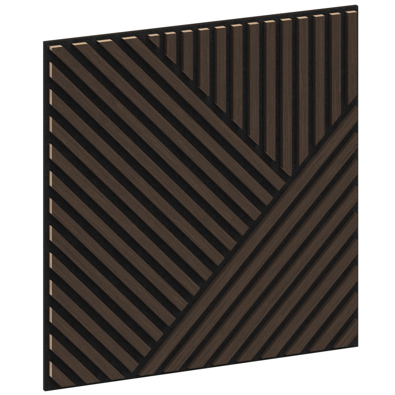Mexen Linea 25 Akustik-Wandpaneel 60 x 60 cm (4 Stk.), Filz 9 mm, technisches Furnier, Mocca-Eiche - S110-60607-25-045