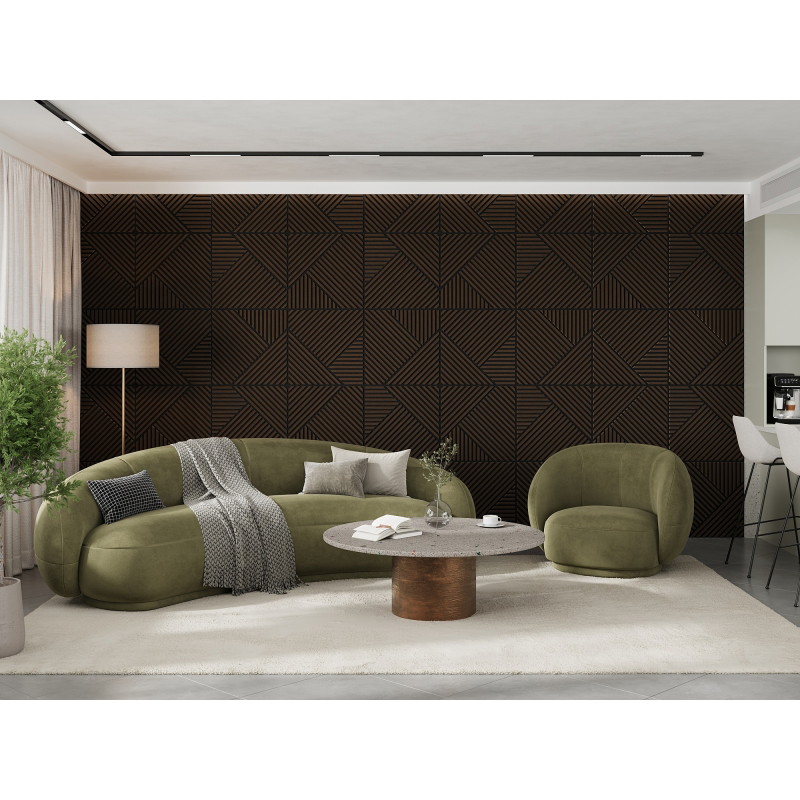Mexen Linea 25 Akustik-Wandpaneel 60 x 60 cm (4 Stk.), Filz 9 mm, technisches Furnier, Mocca-Eiche - S110-60607-25-045