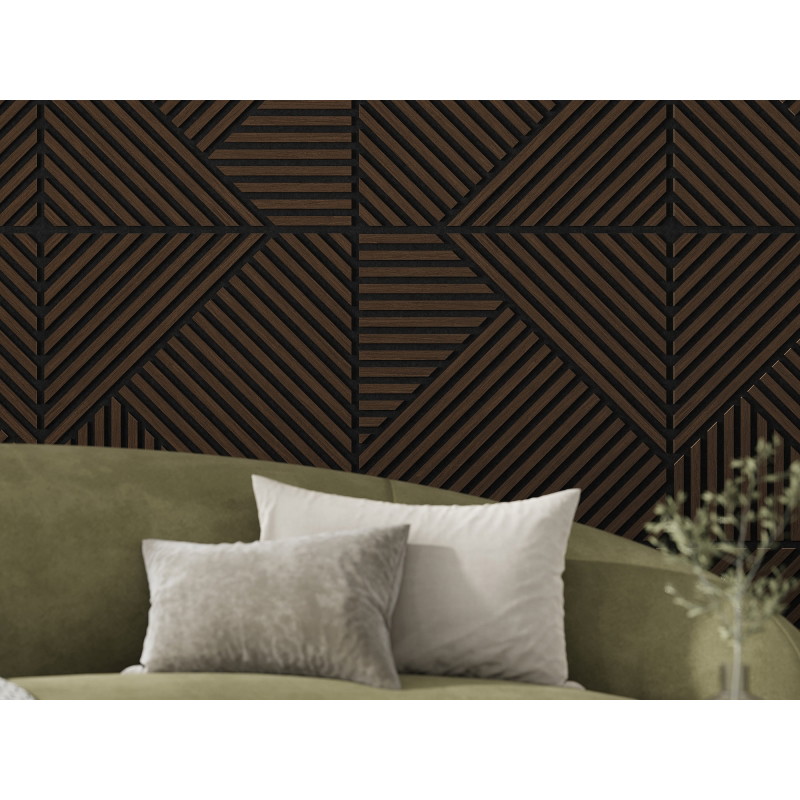 Mexen Linea 25 Akustik-Wandpaneel 60 x 60 cm (4 Stk.), Filz 9 mm, technisches Furnier, Mocca-Eiche - S110-60607-25-045
