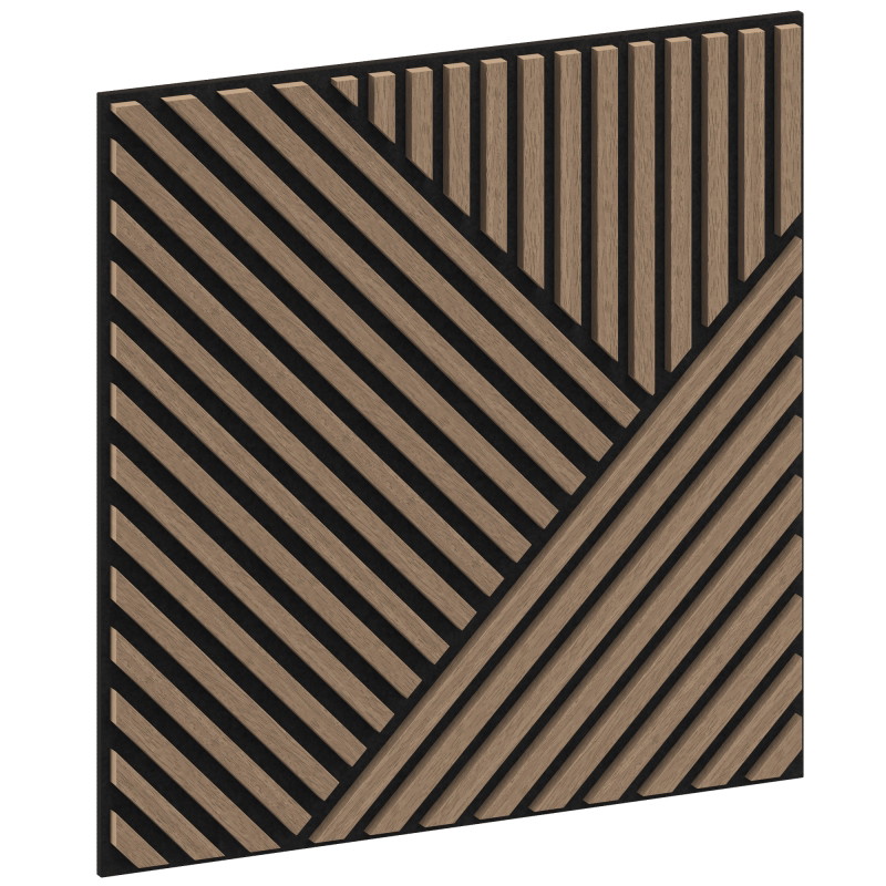 Mexen Linea 25 Akustik-Wandpaneel 60 x 60 cm (4 Stück), Filz 9 mm, technisches Furnier, Helles Nussbaumholz - S110-60607-25-047