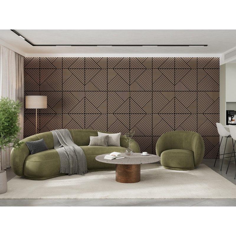 Mexen Linea 25 Akustik-Wandpaneel 60 x 60 cm (4 Stück), Filz 9 mm, technisches Furnier, Helles Nussbaumholz - S110-60607-25-047