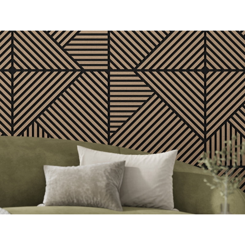 Mexen Linea 25 Akustik-Wandpaneel 60 x 60 cm (4 Stück), Filz 9 mm, technisches Furnier, Helles Nussbaumholz - S110-60607-25-047