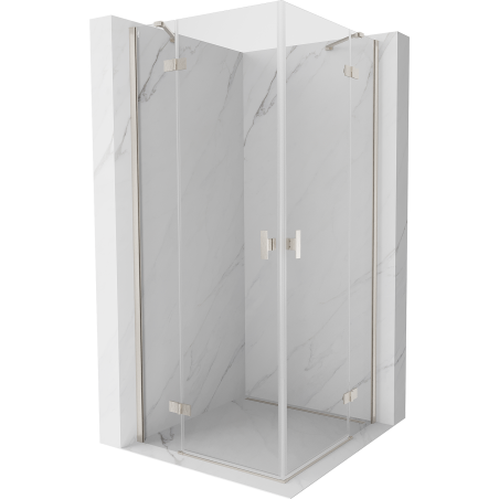 Mexen Mist-H Duo Duschkabine mit Pendeltür 105 x 105 cm, transparent, gebürstetes Nickel - 8A5-105L-105P-97-00