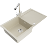 Mexen Leo Granitspüle 1-becken mit Abtropffläche und Küchenarmatur Duero, beige- 6501-69-671600-00