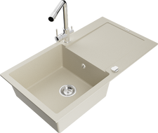 Mexen Leo Granitspüle 1-becken mit Abtropffläche und Küchenarmatur Duero, beige- 6501-69-671600-00