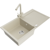 Mexen Leo 1-Becken Granitspüle mit Abtropffläche und Küchenarmatur Duero, Beige - 6501-69-671600-69