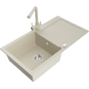 Mexen Leo Granitspüle 1-Becken mit Abtropffläche und Küchenarmatur Duero, beige- 6501-69-671600-69