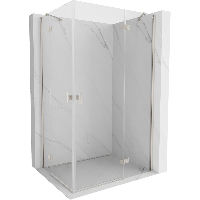 Mexen Mist-H Duo-Duschkabine rechts angeschlagen 95 x 120 cm, transparent, gebürstetes Nickel - 8A5-095L-120P-97-00