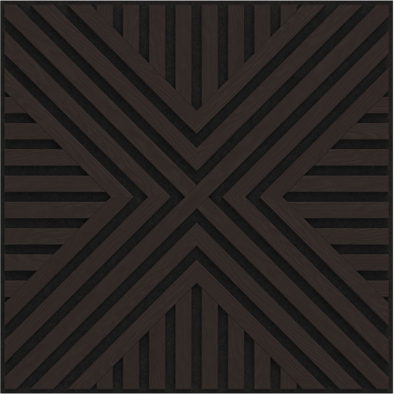 Mexen Linea 26 Akustik-Wandpaneel 60 x 60 cm (4 Stk.), Filz 9 mm, Technisches Furnier, Schwarze Eiche - S110-60607-26-046
