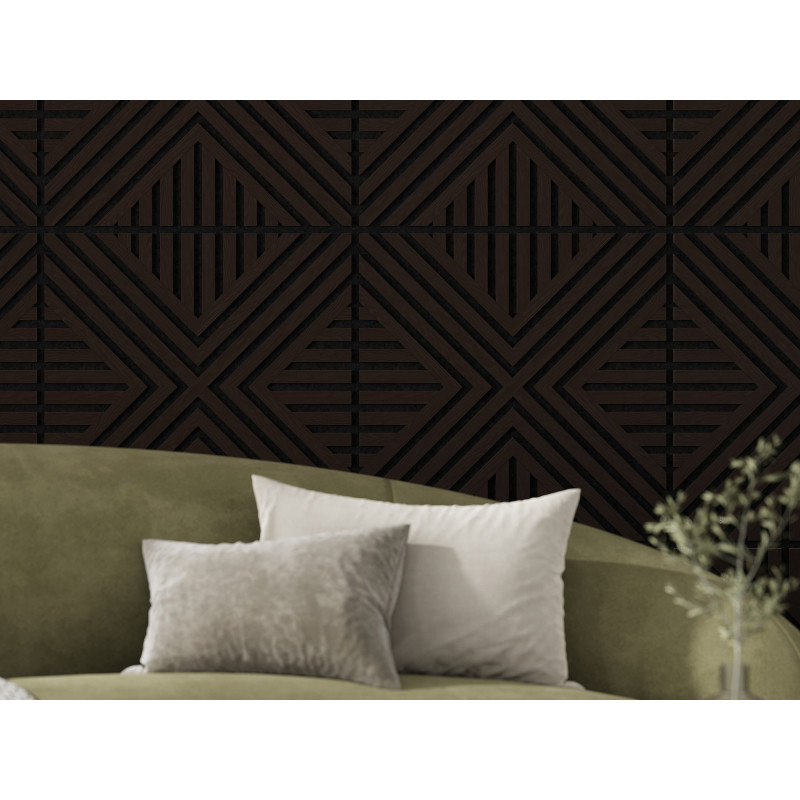 Mexen Linea 26 Akustik-Wandpaneel 60 x 60 cm (4 Stk.), Filz 9 mm, Technisches Furnier, Schwarze Eiche - S110-60607-26-046