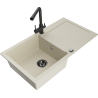 Mexen Leo 1-becken granitspüle mit abtropffläche und küchenarmatur Duero, beige - 6501-69-671600-70