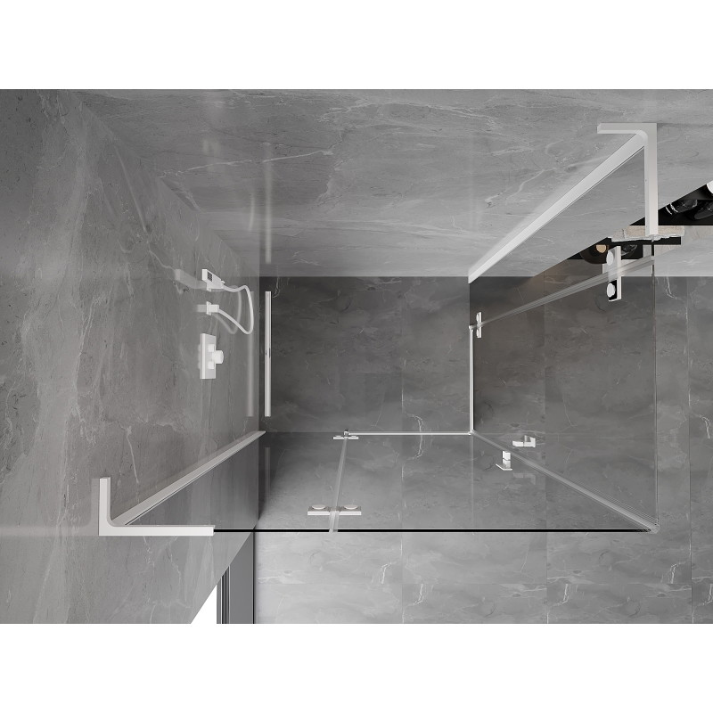 Mexen Mist-H L Duo-Duschkabine, schwenkbar, links, 105 x 70 cm, transparent, weiß - 8A5L-105L-070P-20-00