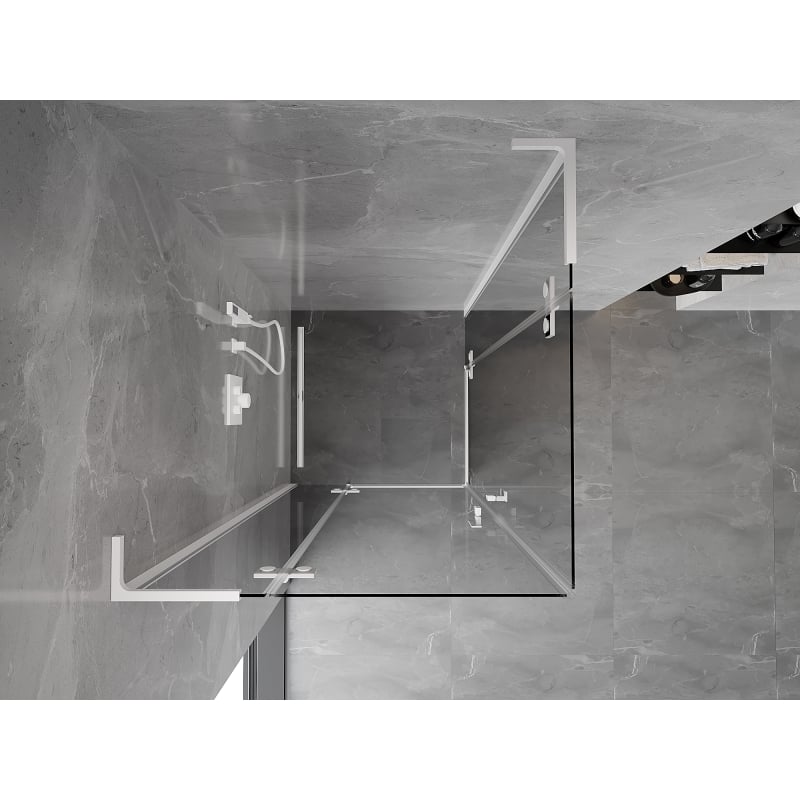 Mexen Mist-H L Duo Duschkabine, schwenkbar 75 x 75 cm, transparent, weiß - 8A5L-075L-075P-20-00