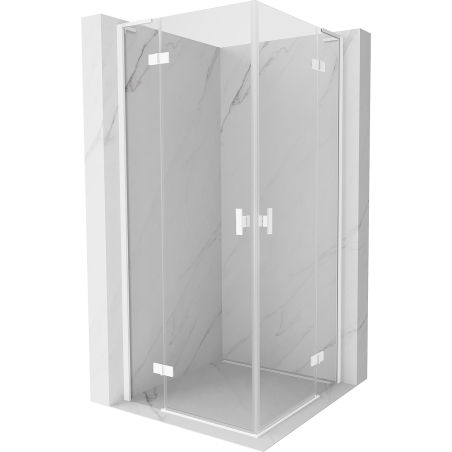 Mexen Mist-H L Duo Duschkabine, schwenkbar 75 x 75 cm, transparent, weiß - 8A5L-075L-075P-20-00