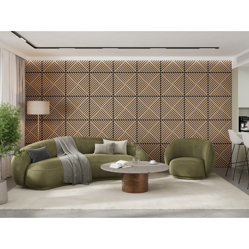 Mexen Linea 08 Akustik-Wandpaneel 60 x 60 cm (4 Stk.), Filz 9 mm, technisches Furnier, Gebleichte Eiche - S110-60607-08-040
