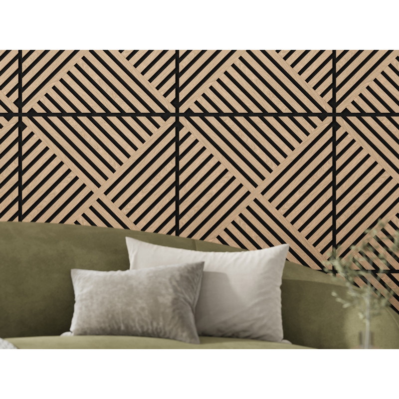 Mexen Linea 08 Akustik-Wandpaneel 60 x 60 cm (4 Stk.), Filz 9 mm, technisches Furnier, Gebleichte Eiche - S110-60607-08-040