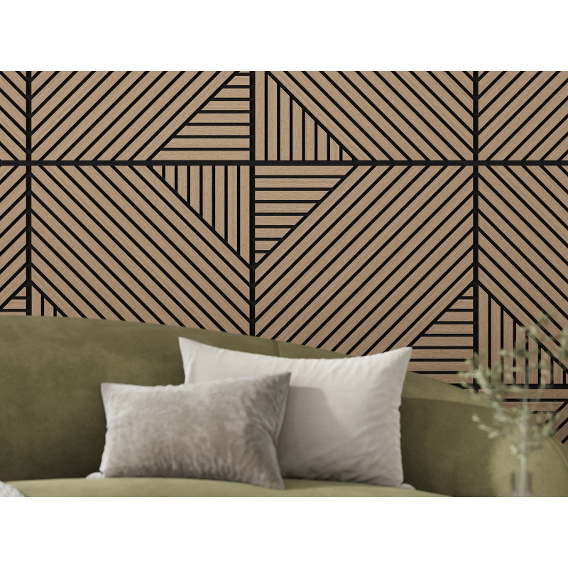 Mexen Linea 26 Akustik-Wandpaneel 60 x 60 cm (4 Stk.), Filz 9 mm, technisches Furnier, Helles Nussbaumholz - S110-60607-26-047