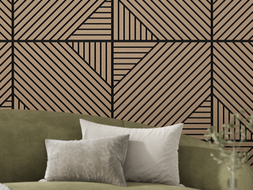 Mexen Linea 26 Akustik-Wandpaneel 60 x 60 cm (4 Stk.), Filz 9 mm, technisches Furnier, Helles Nussbaumholz - S110-60607-26-047