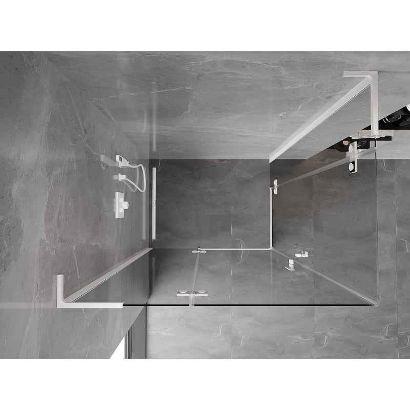 Mexen Mist-H L Duo-Duschkabine Schwingtür links 85 x 80 cm, transparent, weiß - 8A5L-085L-080P-20-00