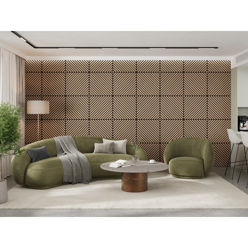 Mexen Linea 39 Akustik-Wandpaneel 60 x 60 cm (4 Stück), Filz 9 mm, technisches Furnier, Gebleichte Eiche - S110-60607-39-040
