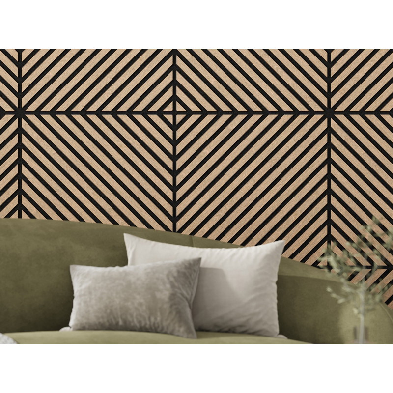 Mexen Linea 39 Akustik-Wandpaneel 60 x 60 cm (4 Stück), Filz 9 mm, technisches Furnier, Gebleichte Eiche - S110-60607-39-040