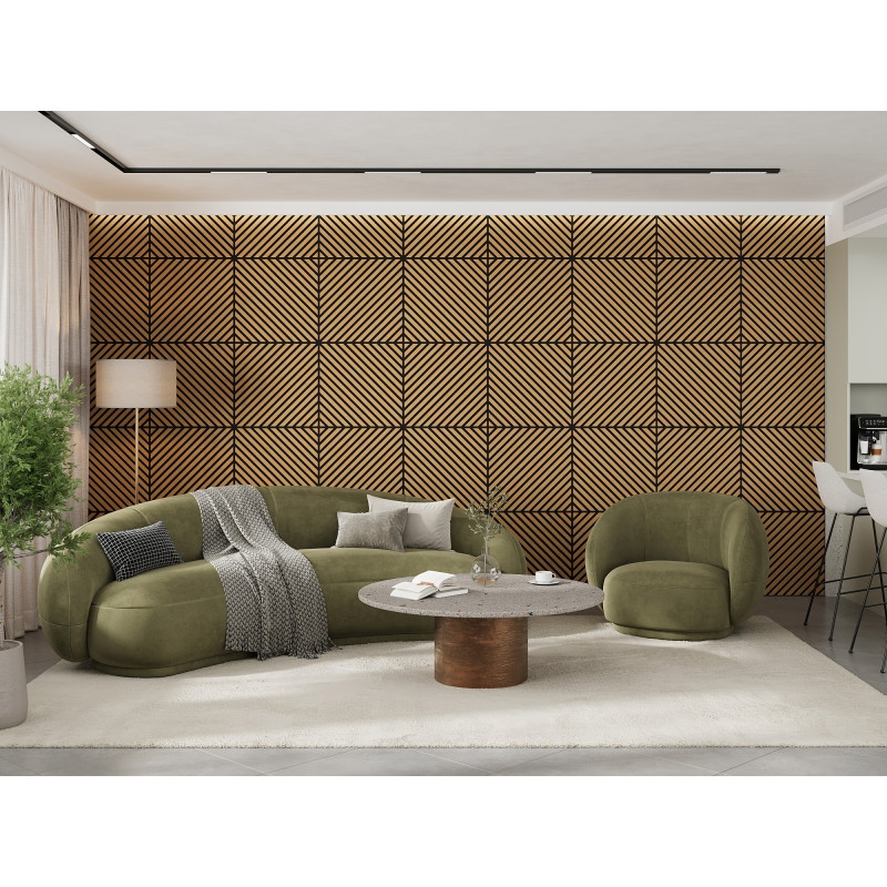 Mexen Linea 39 akustisches Wandpaneel 60 x 60 cm (4 Stück), Filz 9 mm, technisches Furnier, Eiche Classic - S110-60607-39-041