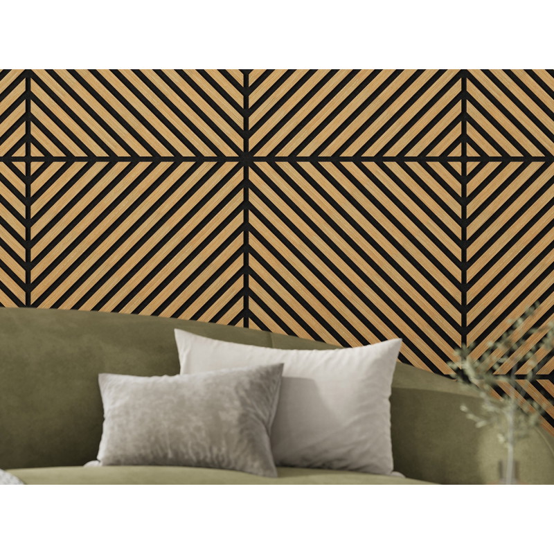 Mexen Linea 39 akustisches Wandpaneel 60 x 60 cm (4 Stück), Filz 9 mm, technisches Furnier, Eiche Classic - S110-60607-39-041